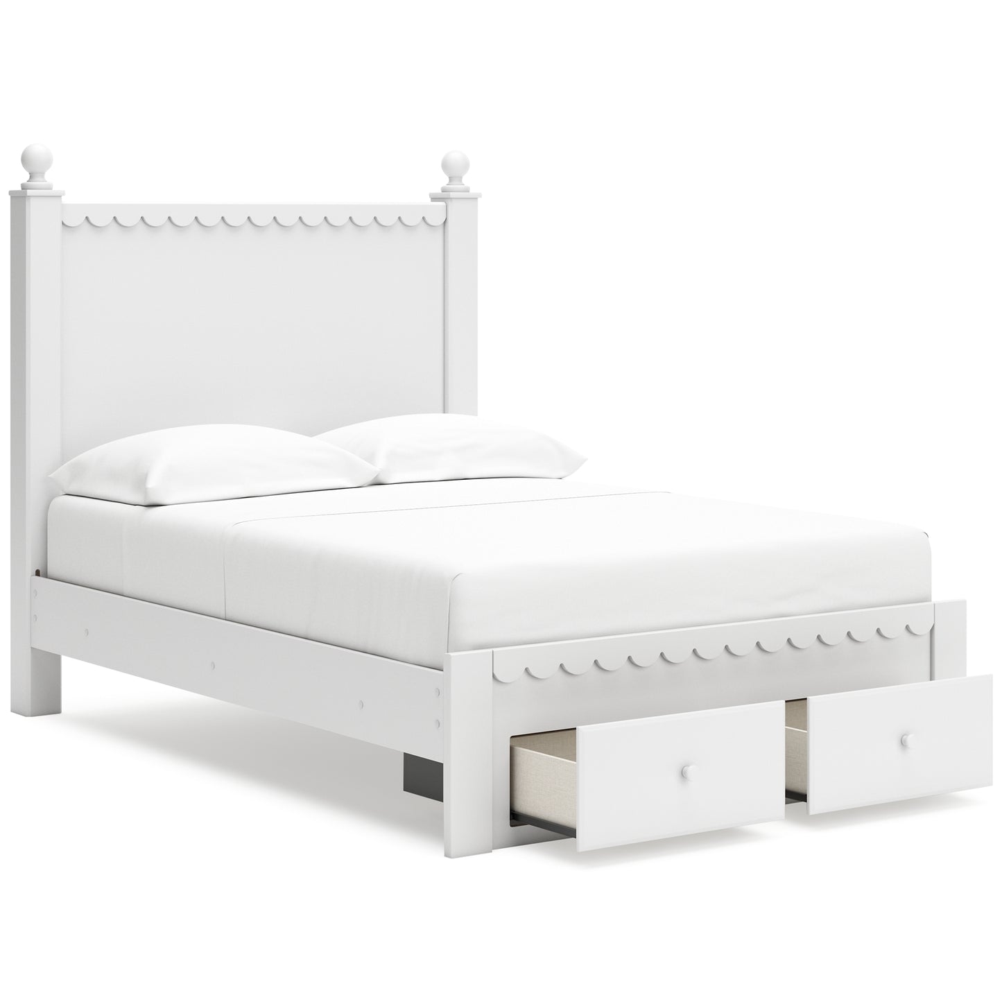 Mollviney  Panel Storage Bed With Mirrored Dresser And Chest