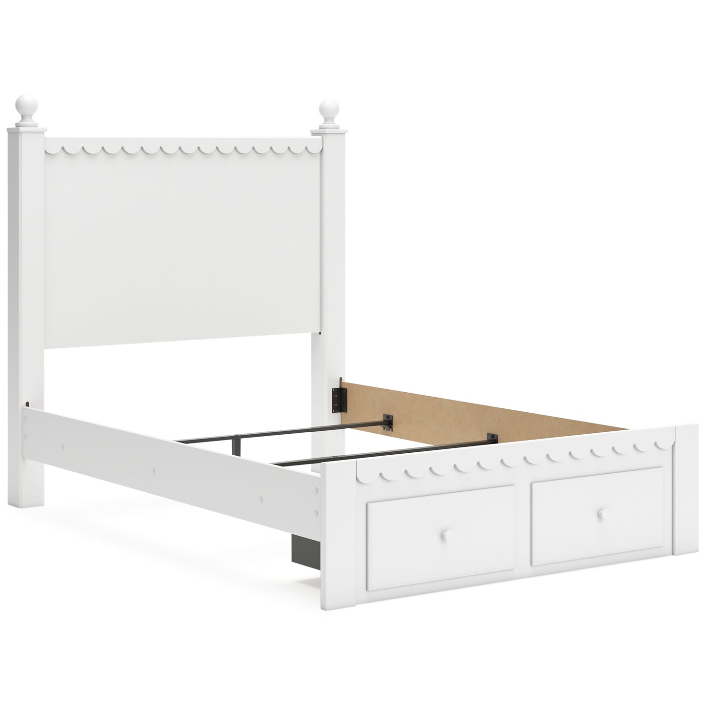 Mollviney  Panel Storage Bed With Mirrored Dresser And Chest