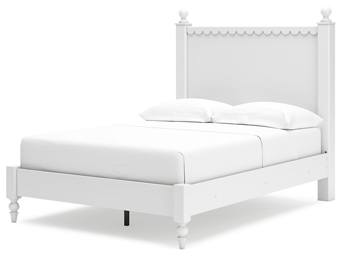 Mollviney  Panel Bed With Mirrored Dresser, Chest And Nightstand