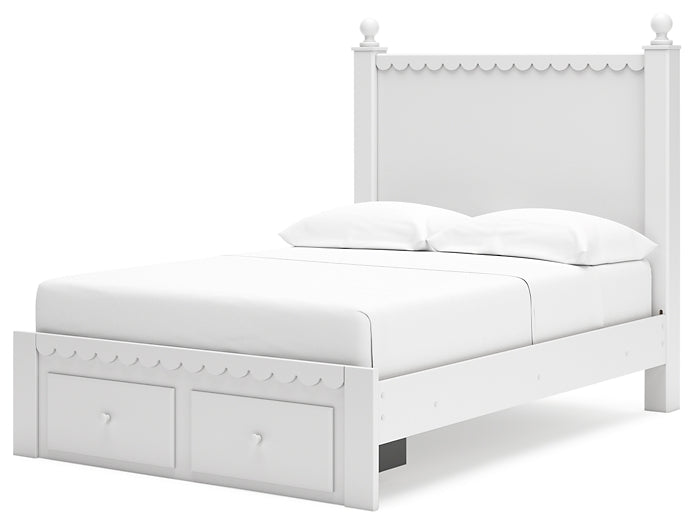 Mollviney  Panel Storage Bed With Mirrored Dresser And Chest