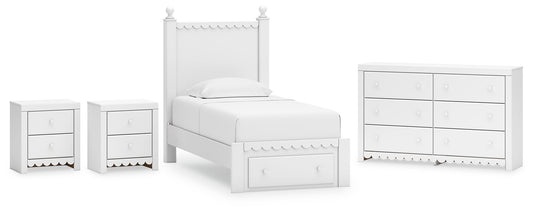 Mollviney  Panel Storage Bed With Dresser And 2 Nightstands