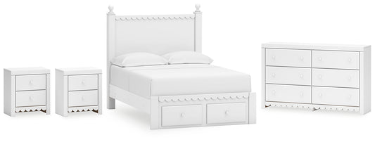 Mollviney  Panel Storage Bed With Dresser And 2 Nightstands