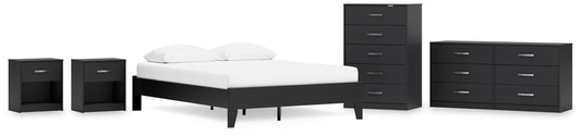 Ashley Express - Finch  Platform Bed With Dresser, Chest And 2 Nightstands