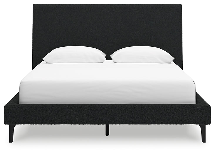 Cadmori  Upholstered Bed With Mirrored Dresser And 2 Nightstands