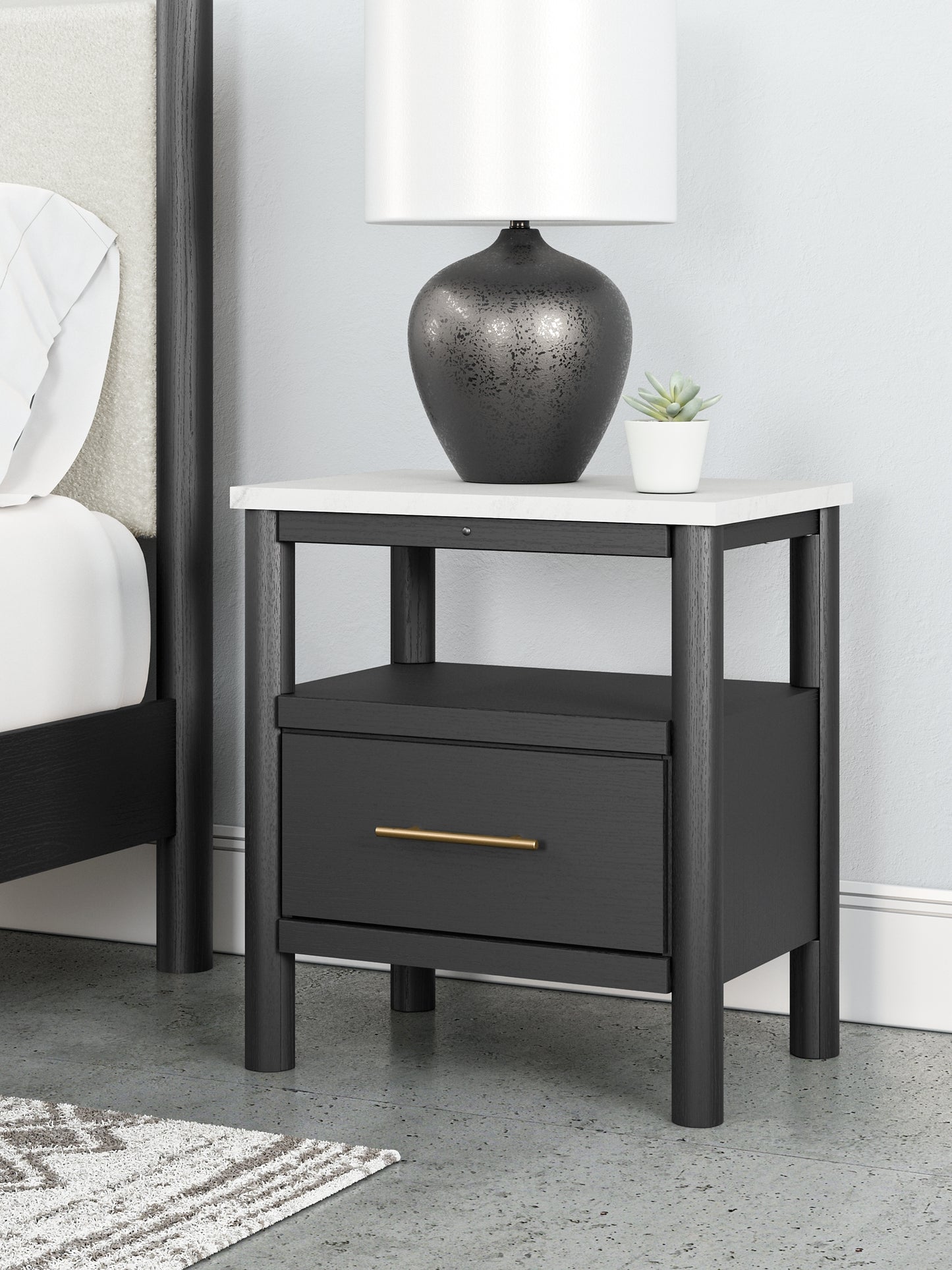 Cadmori  Upholstered Bed With Dresser And 2 Nightstands