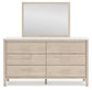 Cadmori  Upholstered Panel Bed With Mirrored Dresser, Chest And 2 Nightstands