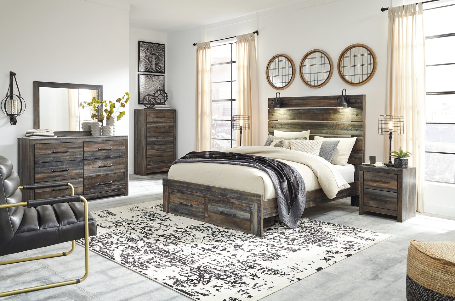 Drystan Queen Panel Bed with 2 Storage Drawers