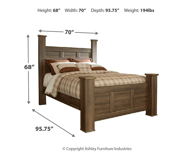 Juararo  Poster Bed With Mirrored Dresser And 2 Nightstands