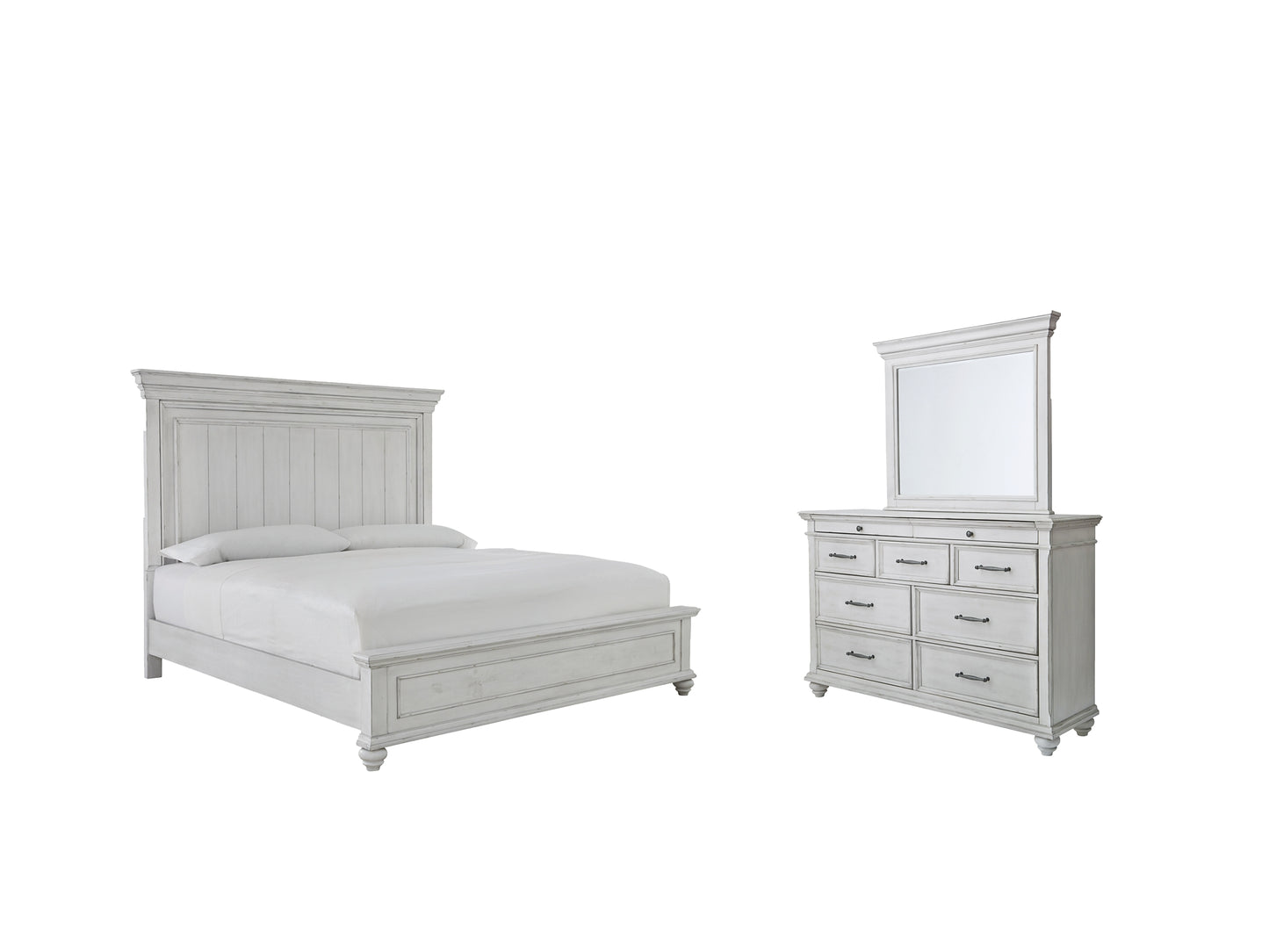 Kanwyn  Panel Bed With Mirrored Dresser