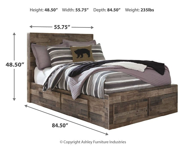 Derekson  Panel Bed With 6 Storage Drawers With Mirrored Dresser, Chest And 2 Nightstands