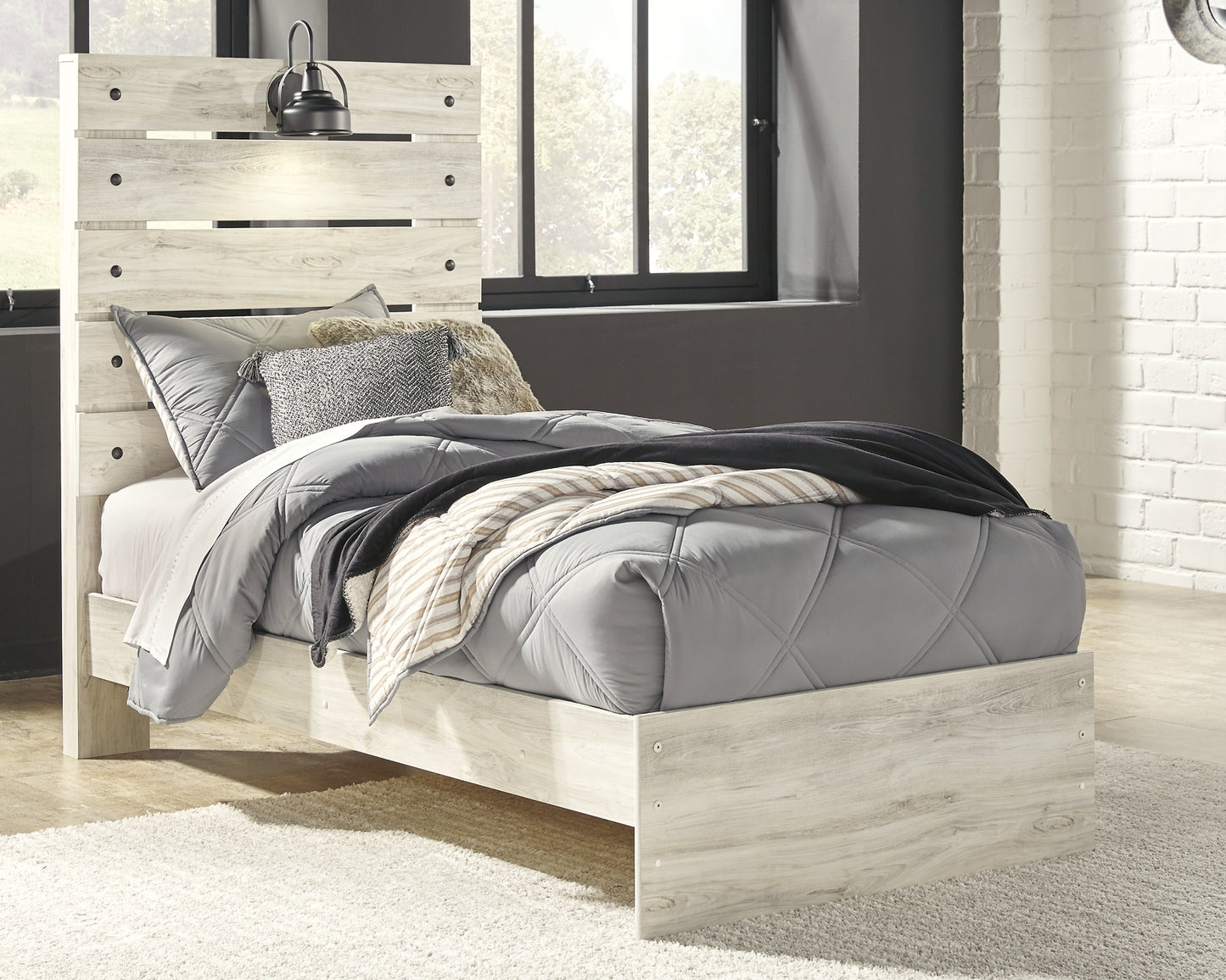 Cambeck  Panel Bed With Mirrored Dresser And 2 Nightstands