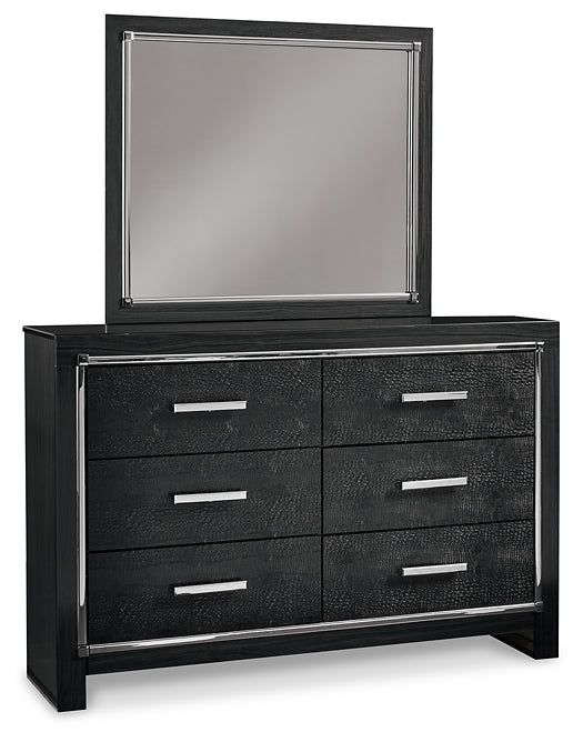 Kaydell / Upholstered Panel Headboard With Mirrored Dresser