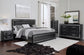 Kaydell  Upholstered Panel Bed With Mirrored Dresser And 2 Nightstands