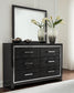 Kaydell /California King Upholstered Panel Headboard With Mirrored Dresser