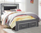 Lodanna  Panel Bed With 2 Storage Drawers With Mirrored Dresser And Chest