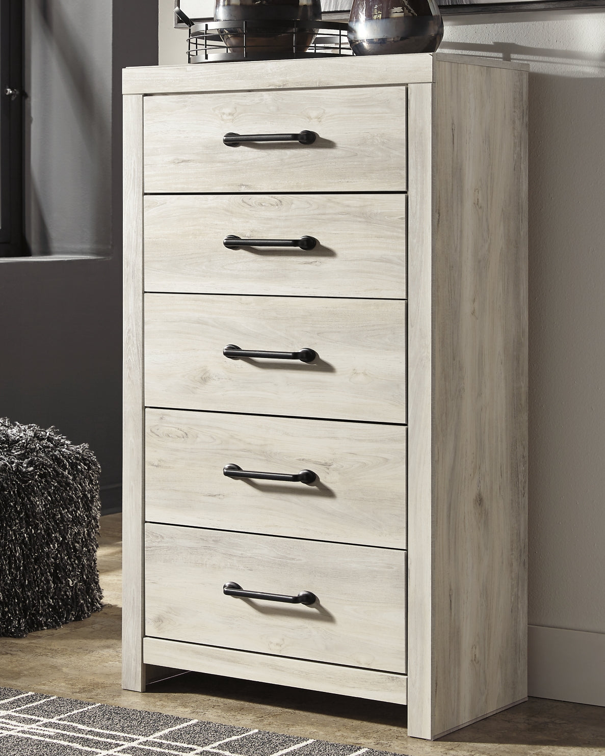 Cambeck  Panel Bed With 2 Storage Drawers With Mirrored Dresser, Chest And Nightstand