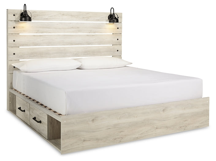 Cambeck  Panel Bed With 2 Storage Drawers With Mirrored Dresser, Chest And Nightstand