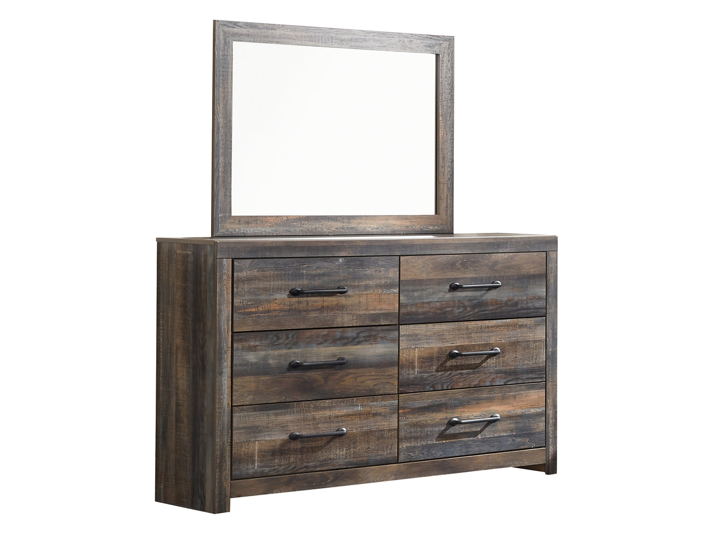 Drystan /California King Bookcase Headboard With Mirrored Dresser, Chest And 2 Nightstands