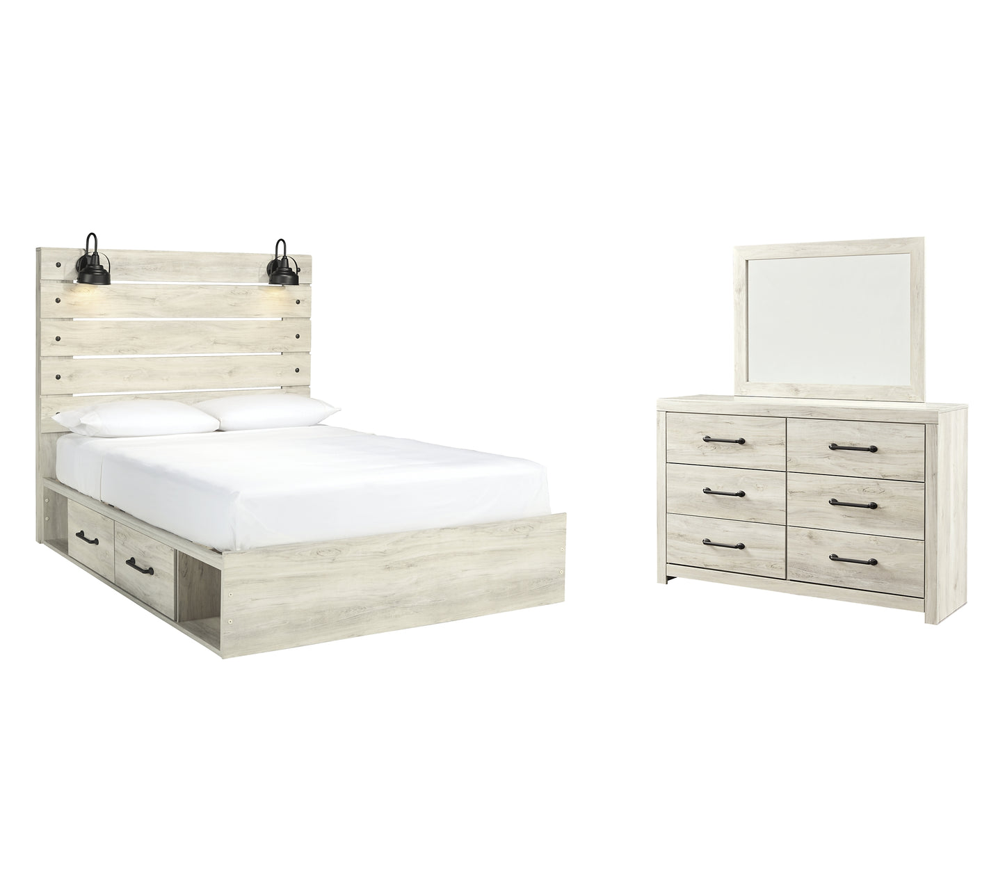 Cambeck  Panel Bed With 4 Storage Drawers With Dresser