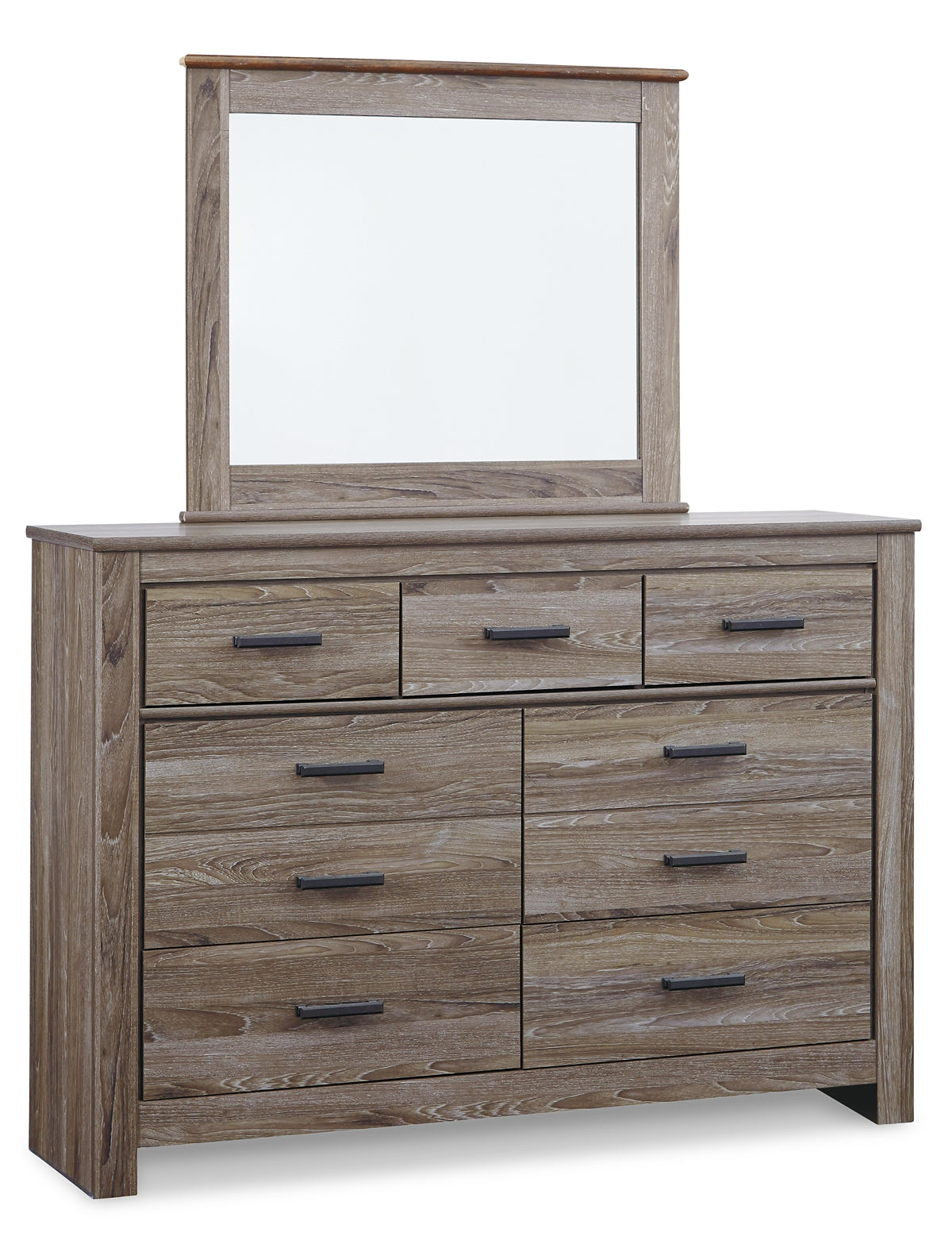 Zelen  Panel Bed With Mirrored Dresser, Chest And Nightstand