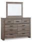 Zelen  Panel Bed With Mirrored Dresser, Chest And Nightstand