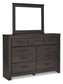 Brinxton /California King Panel Headboard With Mirrored Dresser And 2 Nightstands