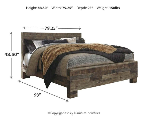 Derekson  Panel Bed With Mirrored Dresser And 2 Nightstands