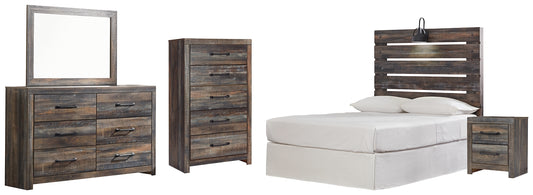 Drystan  Panel Headboard With Mirrored Dresser, Chest And Nightstand