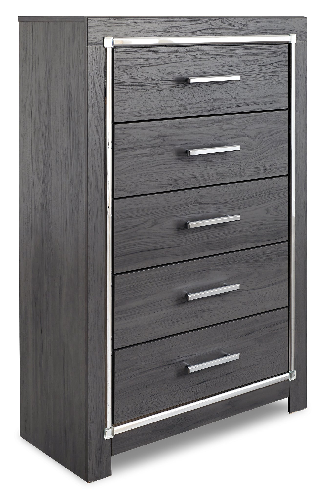 Lodanna  Panel Bed With 2 Storage Drawers With Mirrored Dresser, Chest And Nightstand