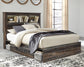 Drystan  Bookcase Bed With 4 Storage Drawers With Mirrored Dresser And 2 Nightstands