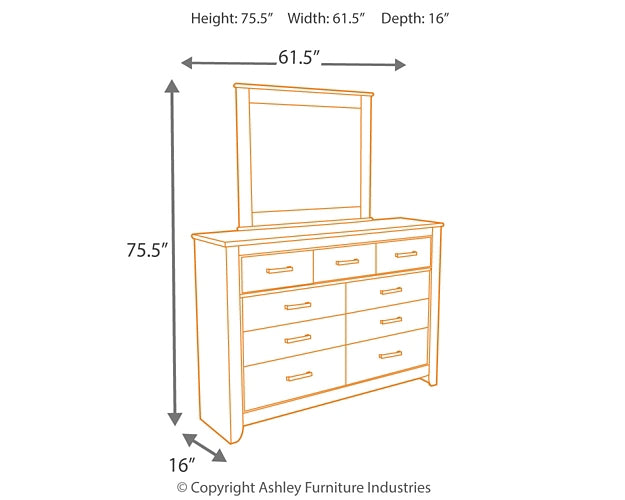 Zelen  Panel Headboard With Mirrored Dresser