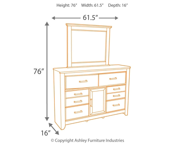 Juararo California  Panel Bed With Mirrored Dresser, Chest And 2 Nightstands