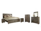 Juararo California  Panel Bed With Mirrored Dresser, Chest And 2 Nightstands