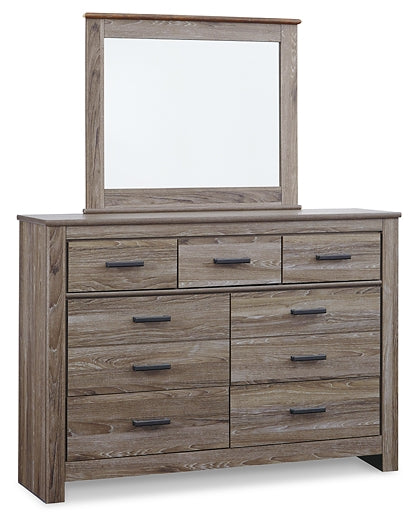 Zelen / Panel Headboard With Mirrored Dresser And 2 Nightstands