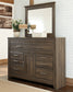 Juararo  Panel Headboard With Mirrored Dresser