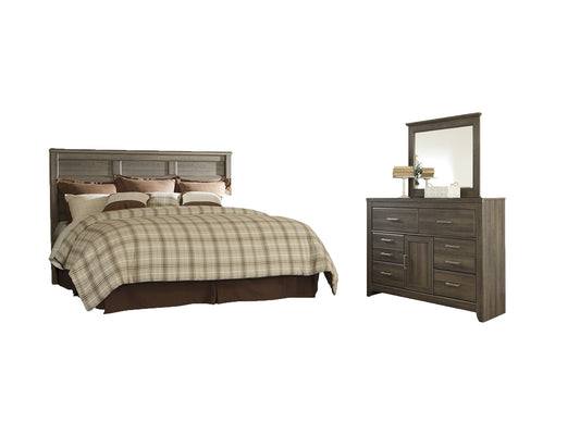 Juararo /California King Panel Headboard With Mirrored Dresser