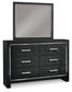 Kaydell /California King Upholstered Panel Headboard With Mirrored Dresser And 2 Nightstands