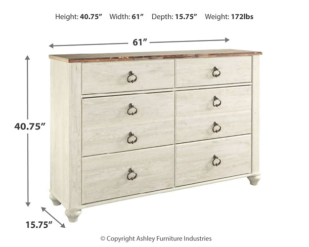 Willowton /California King Panel Headboard With Dresser