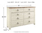 Willowton /California King Panel Headboard With Dresser