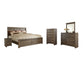 Juararo  Panel Bed With Mirrored Dresser, Chest And Nightstand