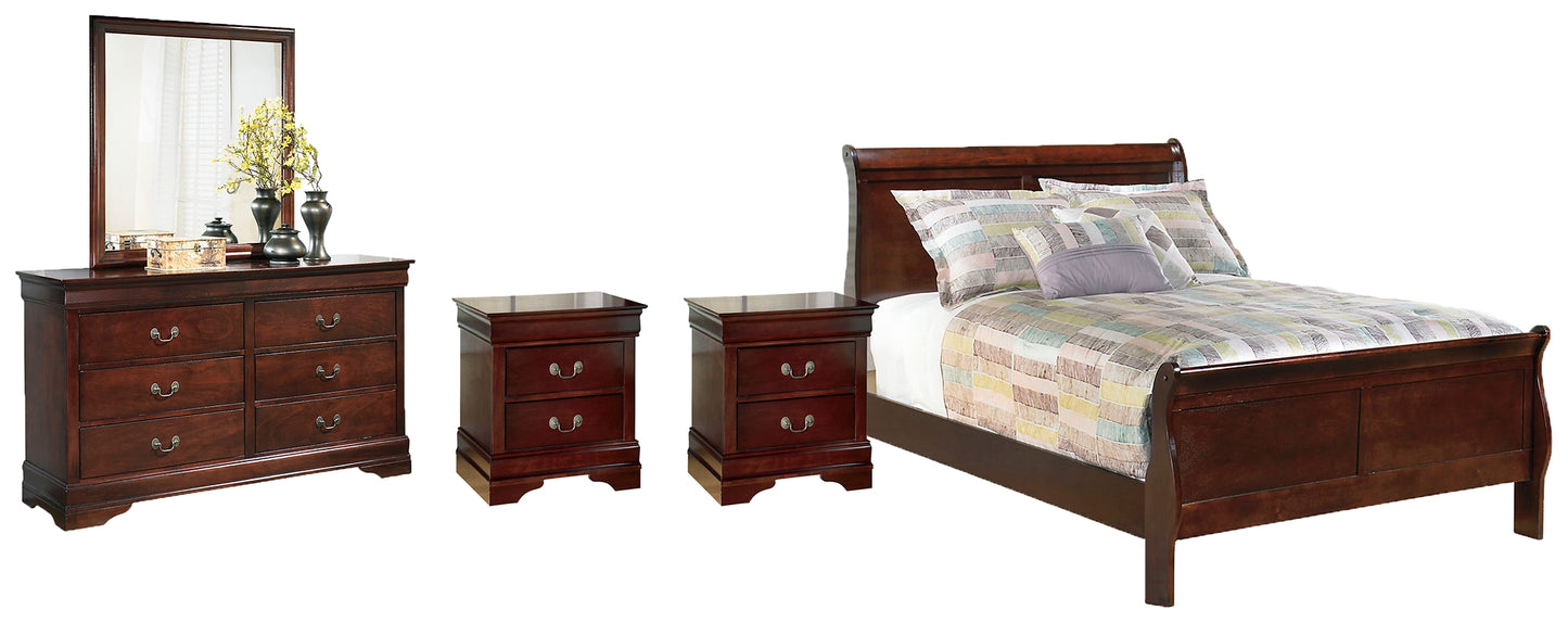 Alisdair  Sleigh Bed With Mirrored Dresser And 2 Nightstands