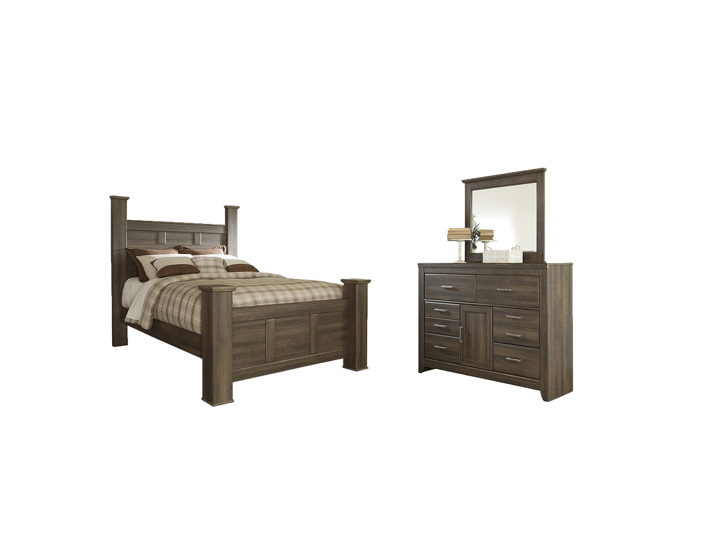 Juararo  Poster Bed With Mirrored Dresser