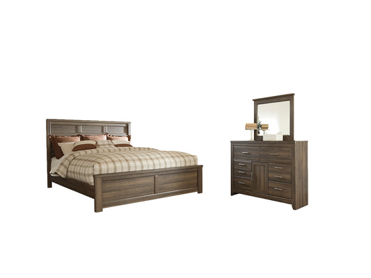 Juararo  Panel Bed With Mirrored Dresser