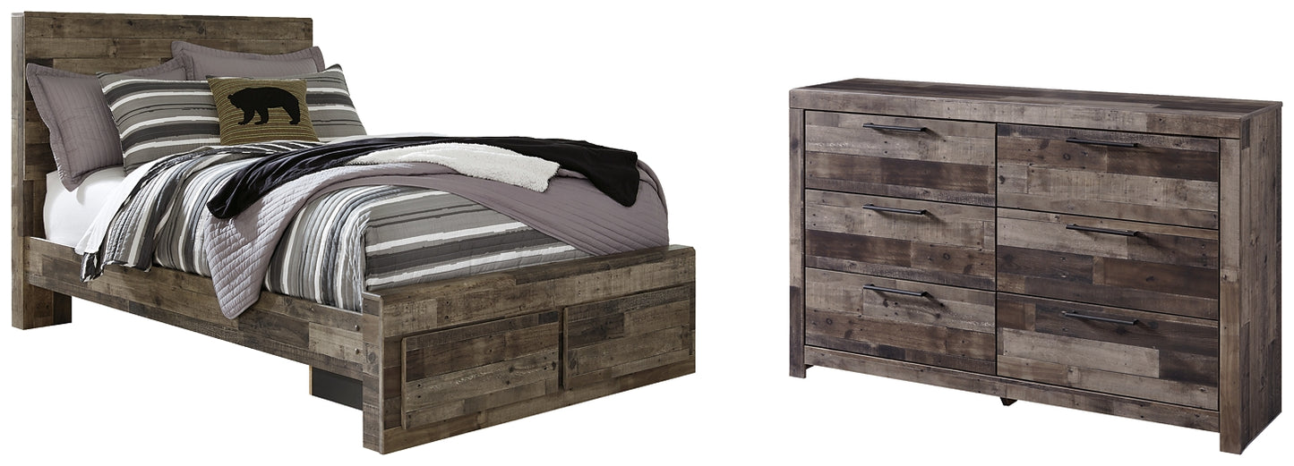 Derekson  Panel Bed With 2 Storage Drawers With Dresser