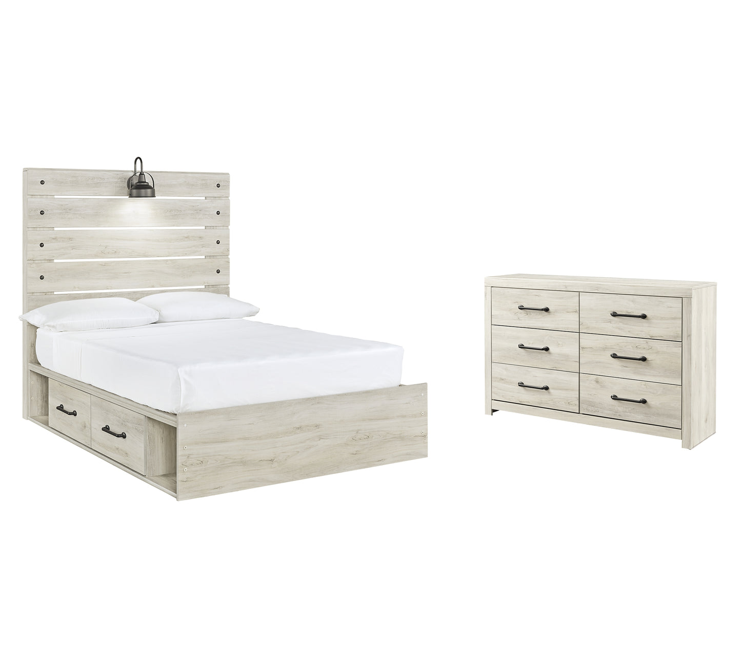 Cambeck  Panel Bed With 4 Storage Drawers With Dresser