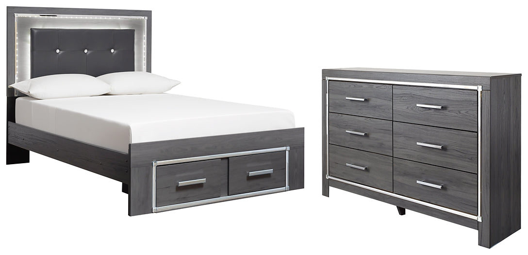 Lodanna  Panel Bed With 2 Storage Drawers With Dresser