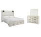 Cambeck  Panel Bed With 2 Storage Drawers With Mirrored Dresser