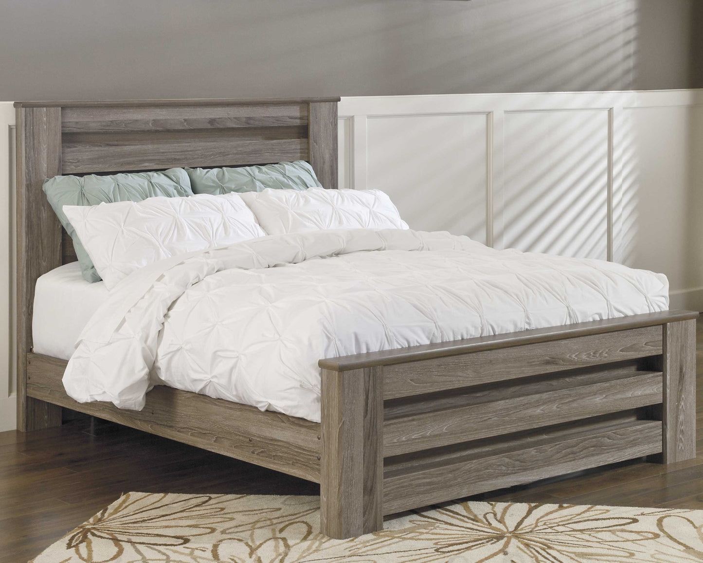 Zelen  Panel Bed With Mirrored Dresser And 2 Nightstands