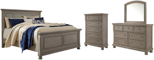 Lettner California  Panel Bed With Mirrored Dresser And Chest