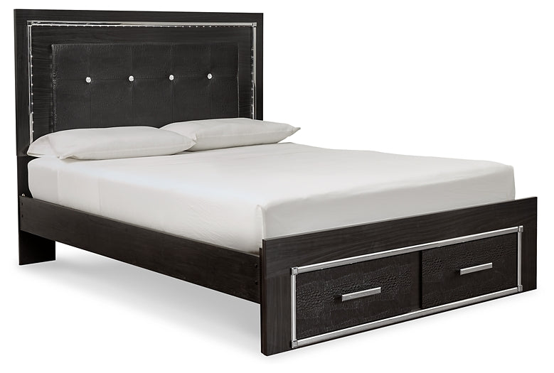 Kaydell  Panel Bed With Storage With Mirrored Dresser, Chest And Nightstand